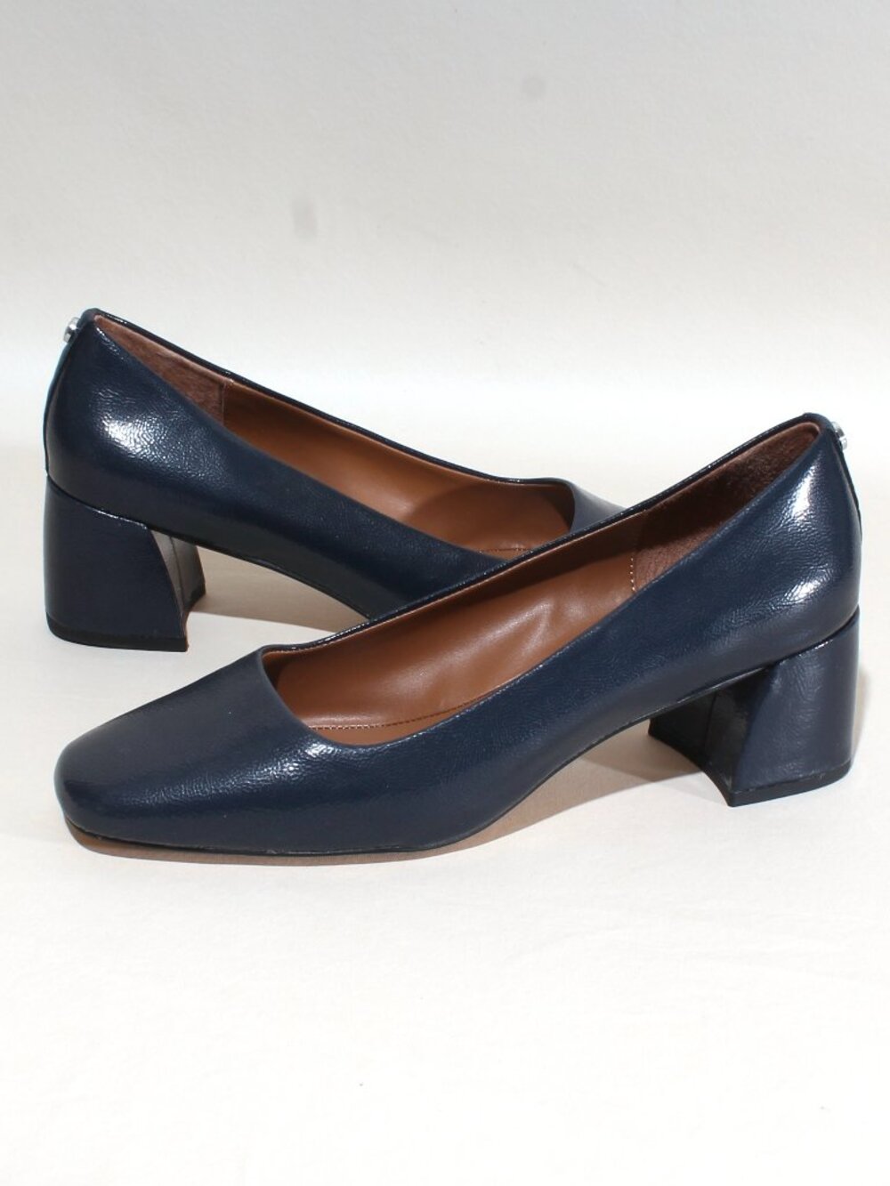 Womens Donald Pliner Heels Aquarius Pumps 10 M Navy Blue Leather 2" Block Heel
